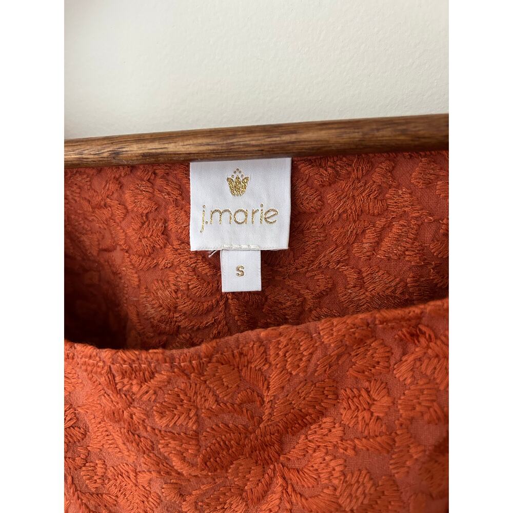 NWT J. Marie S $114 Story Dress Burnt Orange Shift Embroidered Sleeveless Cotton - Picture 5 of 9